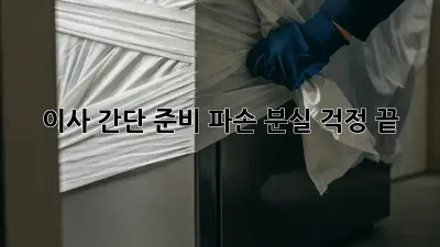 이사 간단 준비: 파손, 분실 걱정 끝!